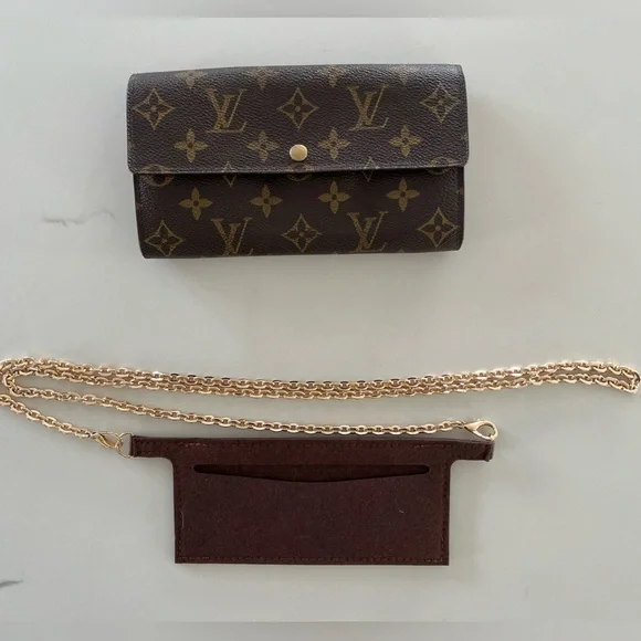 Louis Vuitton Monogram Sarah Wallet with Crossbody WOC Chain & Insert Included - Picture 4 of 16